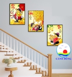 Tranh tráng gương Phúc Lộc Thọ hiện đại in uv 3D treo cầu thang, treo phòng khách, tranh treo phòng thờ,tranh treo tế- thiết kế size và in ảnh theo yêu cầu combo 3 tranh