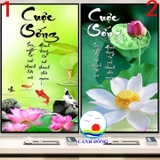 Tranh thư pháp ý nghĩa Cuộc Sống treo tường in size và nội dung theo yêu cầu - gỗ tráng gương in uv 3D cao cấp - Quà tặng sang trọng