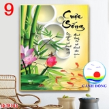 Tranh thư pháp ý nghĩa Cuộc Sống treo tường in size và nội dung theo yêu cầu - gỗ tráng gương in uv 3D cao cấp - Quà tặng sang trọng