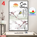 Tranh thư pháp ý nghĩa Cuộc Sống treo tường in size và nội dung theo yêu cầu - gỗ tráng gương in uv 3D cao cấp - Quà tặng sang trọng