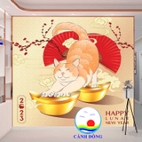 Decal dán cửa kính trang trí tết Quý Mão 2023 - dán được trên tường, kính, gỗ , mọi mặt phẳng in size theo yêu cầu