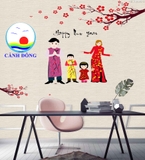 Decal dán cửa kính trang trí tết Quý Mão 2023 - dán được trên tường, kính, gỗ , mọi mặt phẳng in size theo yêu cầu