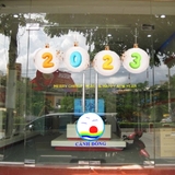 Decal trang trí tết 2023 dán tường, kính, gỗ có sẵn keo in size và thiết kế file theo yêu cầu