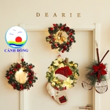 Vòng nguyệt quế noel trang trí giáng sinh đường kính 40 cm tặng kèm đèn led lung linh