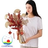 Cành đào đông đỏ trang trí tết, trang trí quán, cắm bình cực đẹp, may mắn combo 3 cành