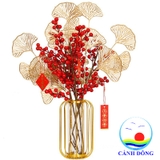 Cành đào đông đỏ trang trí tết, trang trí quán, cắm bình cực đẹp, may mắn combo 3 cành