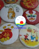 Phụ kiện trang trí tết - mẹt tre trang trí tết vẽ tay size 50 cm- Vẽ theo yêu cầu nhanh và rẻ HCM
