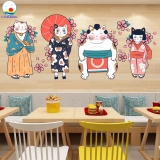 Decal dán tường mèo thần tài Nhật Bản MANEKI NEKO in size theo yêu cầu, sẵn keo dễ dán, in trên mọi chất liệu phẳng bạt, gỗ, thủy tinh, sứ...