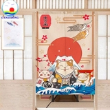 Rèm cửa mèo thần tài may mắn Nhật Bản, Rèm cửa norem , rèm cửa vải in nội dung và size theo yêu cầu, không bao gồm thanh rèm