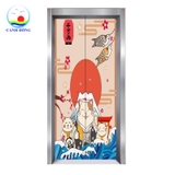 Decal dán thang máy mèo thần tài may mắn - in nội dung và size theo yêu cầu Trang trí thang máy.