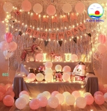 Bộ trang trí sinh nhật love happy birthday nam nữ ý nghĩa kèm dây đèn led và bơm tay.