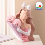Bình hoa cô gái lọ hoa cô gái ôm hoa trang trí nhà cửa sang trọng