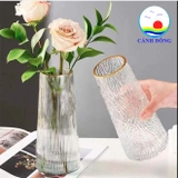 Lọ hoa thủy tinh hoàng gia cao 21.5 cm chạm khắc trang trí phòng xinh , decor chụp ảnh đẹp