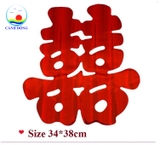 Chữ Hỷ dán kính xe cưới, dán kính trang trí phòng cưới không cần keo chỉ cần xịt nước lên mặt kính