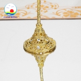 Ly cốc uống nước thủy tinh sang trọng hoàng gia chân kim loại khảm đá quà tặng sếp, cấp cao, đối tác combo 2 cái
