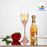 Ly cốc uống nước thủy tinh sang trọng hoàng gia chân kim loại khảm đá quà tặng sếp, cấp cao, đối tác combo 2 cái