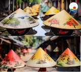 Xưởng sản xuất nón lá vẽ theo yêu cầu combo 100 cái tranh ảnh, thư pháp , logo thương hiệu, sự kiện, có sẵn số lượng lớn -Nón lá lưu niệm, nón lá trang trí Việt Nam ý nghĩa