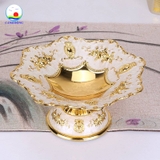 Đĩa chân cao trang trí nội thất hoàng gia sang trọng, đựng kẹo, bánh, mỹ phẩm size nhỏ vừa