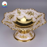 Đĩa chân cao trang trí nội thất hoàng gia sang trọng, đựng kẹo, bánh, mỹ phẩm size nhỏ vừa