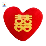 Gối cưới chữ Hỷ trái tim đỏ trang trí phòng cưới cô dâu chú rể , quà tặng cưới, tân hôn, tiệc cưới vải nhung siêu mịn
