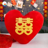 Gối cưới chữ Hỷ trái tim đỏ trang trí phòng cưới cô dâu chú rể , quà tặng cưới, tân hôn, tiệc cưới vải nhung siêu mịn
