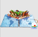 Thiệp quà tặng lưu niệm Việt Nam thiết kế 3D nổi địa danh Bắc - Trung - Nam . Nhận làm thiết kế 3D nội dung theo yêu cầu