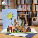 Thiệp 3D quà tặng lưu niệm địa danh các nước thế giới nổi tiếng làm tay thủ công - thẻ du lịch toàn cầu land mark- Nhận làm nội dung 3D theo yêu cầu