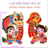 Cặp liễn 3D rồng dán cửa kính trang trí tết Giáp Thìn 2024 sang trọng- dán tường, kính , gỗ nhiều mặt phẳng