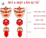 6 quạt giấy đỏ tròn hình hoa mai, lân, hạt ngọc trang trí tết , đám cưới