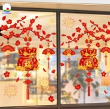 Decal trang trí tết 2024 chữ Phúc may mắn dán tường, kính, gỗ có sẵn keo