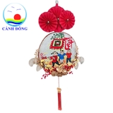 Mẹt tre treo tường trang trí tết vẽ tay thủ công handmade dân gian Việt Nam kết hợp hiện đại trang trí nghệ thuật sang trọng - Nhẫn vẽ theo yêu cầu - nhiều size chọn lựa