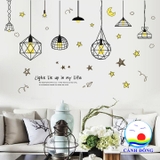 Decal dán tường hươu tài lộc bóng đèn phát sáng
