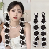 D21 CỘT THUN BÍNH PHỐI RUY BĂNG TRẮNG (CẶP)