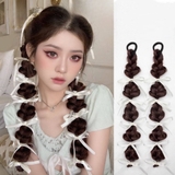D21 CỘT THUN BÍNH PHỐI RUY BĂNG TRẮNG (CẶP)