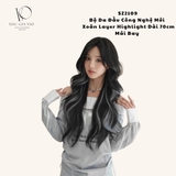 SZ2109[ 2966] BỘ XOĂN LAYER NÂU ĐEN LIGHT KHÓI XANH