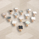 Tay nắm tủ SHELL & STONE FLOWER KNOB | Đồng, Đá tự nhiên / Vỏ trai / Vỏ bào ngư