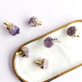 Tay nắm tủ HEALING CRYSTAL AMETHYST PURPLE｜Đồng, Đá thạch anh tự nhiên