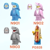 Mini Mô Hình Nhân Vật Người Cá Mập Màu Hồng Xanh Dương Xám N901 N902 N903 - Đồ Chơi Lắp Ráp Hoạt Hình Đáng Yêu
