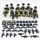 COMBO 12 Lính Đặc Nhiệm Màu Xanh Cùng Trang Bị Cảnh Khuyển - Đồ Chơi Lắp Ráp Minifigures
