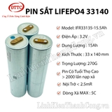 (Không Hàn Kẽm) Pin Sắt LiFePO4 33140 3.2V 15Ah Xả 5C  (Tặng kèm Khung)