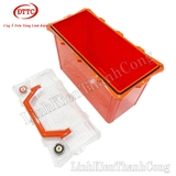 Hộp Nhựa Đóng Pin 12V 75Ah Màu Cam, Nắp Trong, Có Quai Xách, Đồng Hồ LCD