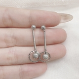 Khuyên tai bạc bi thả thanh tròn ôm bi phay 9183VG2.E