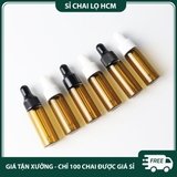 PET - PE27 - Chai thủy tinh nhỏ giọt màu nâu chống oxy hóa dùng đựng tinh dầu, serum, mỹ phẩm các loại PE27