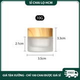 PE30  - Hũ chiết kem 5g 10g 15g 20g 30g 50g 60g, hũ thủy tinh mờ nắp gỗ có nắp phụ chống bụi dùng chiết mỹ phẩm, dưỡng da PE30