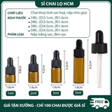 PET - PE27 - Chai thủy tinh nhỏ giọt màu nâu chống oxy hóa dùng đựng tinh dầu, serum, mỹ phẩm các loại PE27