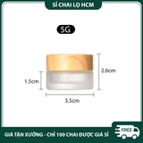 PE30  - Hũ chiết kem 5g 10g 15g 20g 30g 50g 60g, hũ thủy tinh mờ nắp gỗ có nắp phụ chống bụi dùng chiết mỹ phẩm, dưỡng da PE30