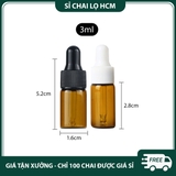 PET - PE27 - Chai thủy tinh nhỏ giọt màu nâu chống oxy hóa dùng đựng tinh dầu, serum, mỹ phẩm các loại PE27
