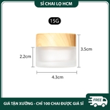 PE30  - Hũ chiết kem 5g 10g 15g 20g 30g 50g 60g, hũ thủy tinh mờ nắp gỗ có nắp phụ chống bụi dùng chiết mỹ phẩm, dưỡng da PE30