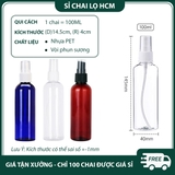 PE01 - Chai lọ PET xịt phun sương 100ml chiết mỹ phẩm du lịch, chất liệu nhựa trong, có loại màu nâu, màu xanh tối chống oxy hóa PE01