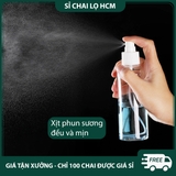 PE01 - Chai lọ PET xịt phun sương 100ml chiết mỹ phẩm du lịch, chất liệu nhựa trong, có loại màu nâu, màu xanh tối chống oxy hóa PE01